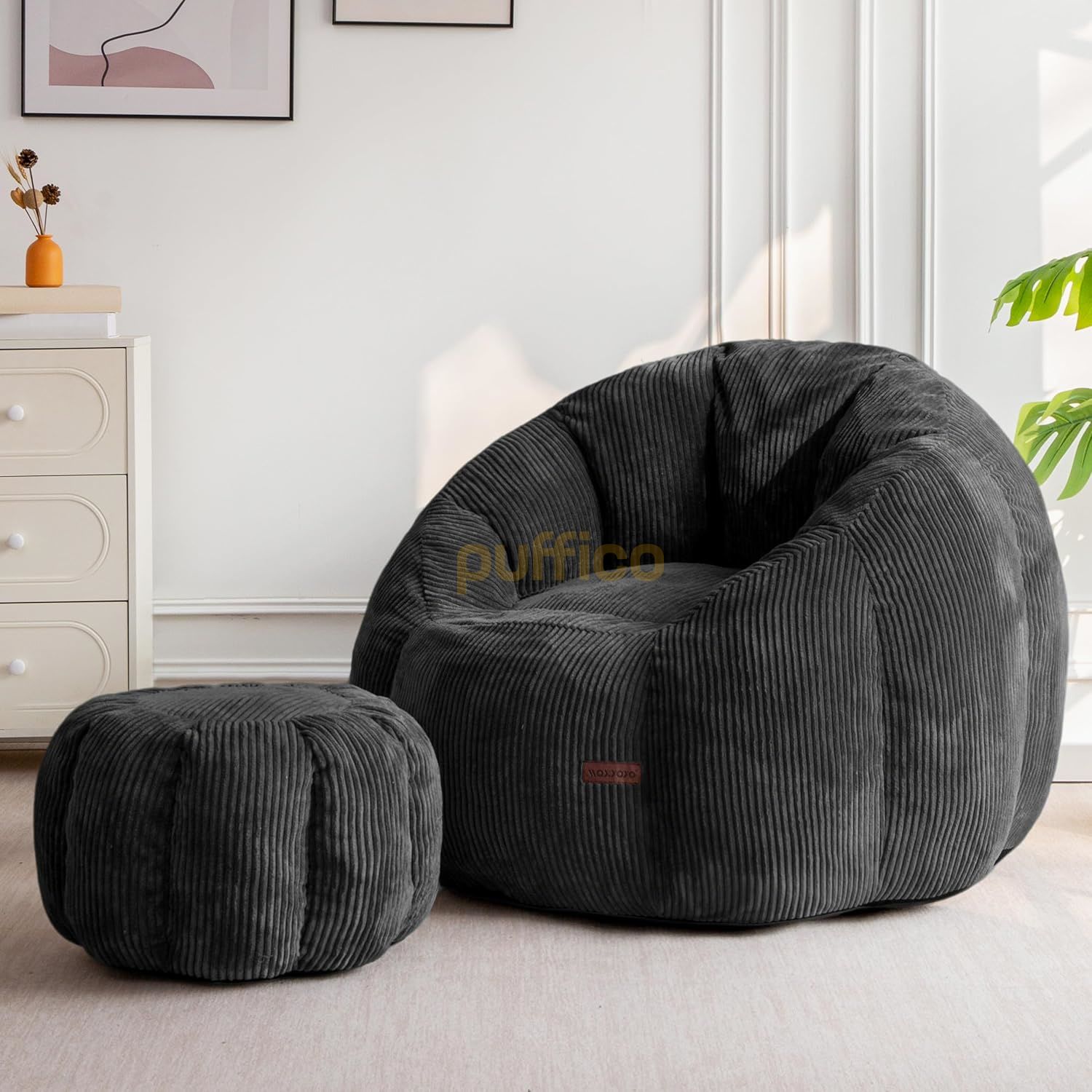 Ergonomik Yer Tipi TV Koltuğu – Yetişkin Armut Puf Berjer 105x80 cm | Modern Salon & Balkon Koltuğu füme